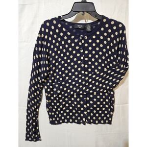 Verve Ami Women Sweater Size Medium Polka Dot Blue/ivory Long Sleeve